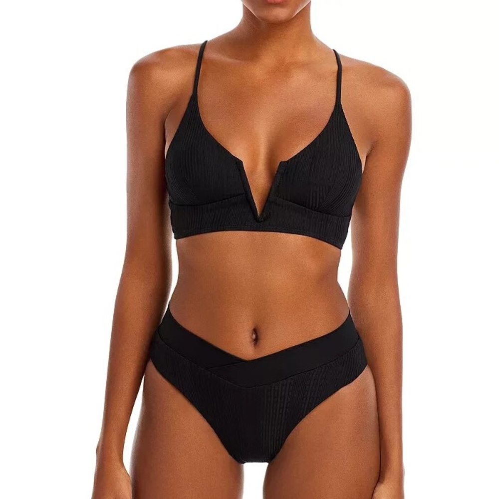 zaful high waist ribbed bikini set